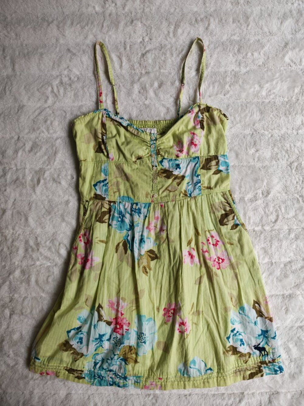 Abercrombie & Fitch Floral Babydoll Sundress Size L 100% Cotton Y2K Cottagecore - Picture 6 of 9